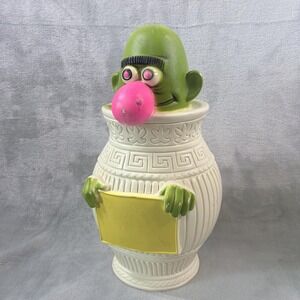 Vintage 1971 Play Pal Plastics Big Nose Green Monster Piggy Bank‎